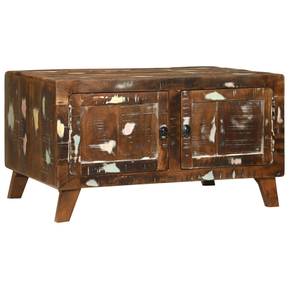Produktbild för Kaffeebord Flerfärgsdesign 80 x 54 x 45 cm Solid återvunnen trä