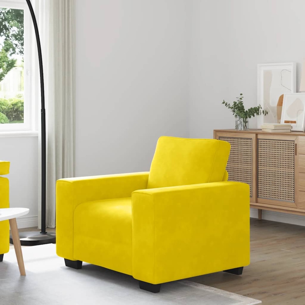 Produktbild för Soffstol gul 100x77x82 cm sammet