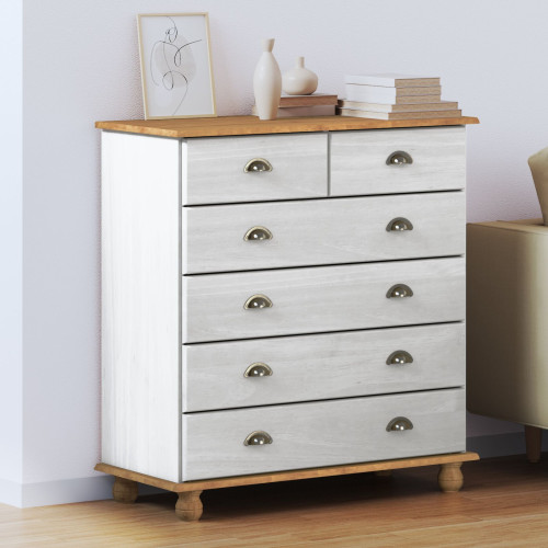 vidaXL Kista av lådor med låda ASKIM Vit 91 x 40 x 95,5 cm Massiv furu