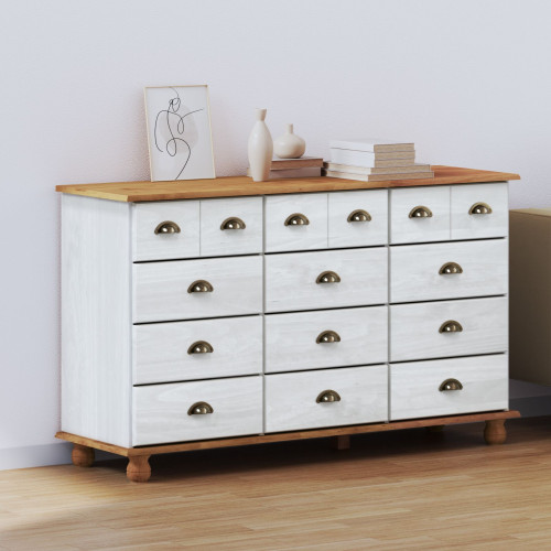 vidaXL Kista av lådor ASKIM Vit 79 x 40 x 133,5 cm Massiv furu