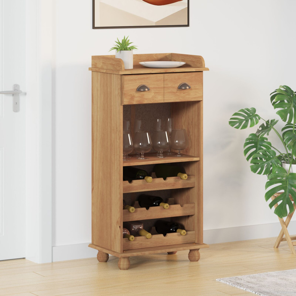 Produktbild för Vinskåp ASKIM Honungsvax 57 x 37 x 114 cm Massiv furu