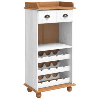 Produktbild för Vinskåp ASKIM Vit med Honungstopp 57 x 37 x 114 cm Massiv furu