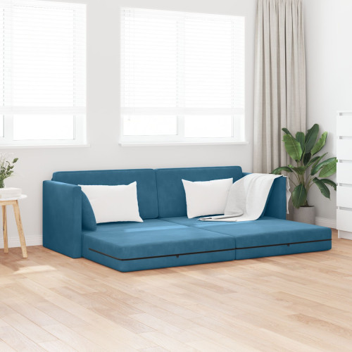 vidaXL Golvbäddsoffa Blå 213 x 70 x 77 cm Sammet