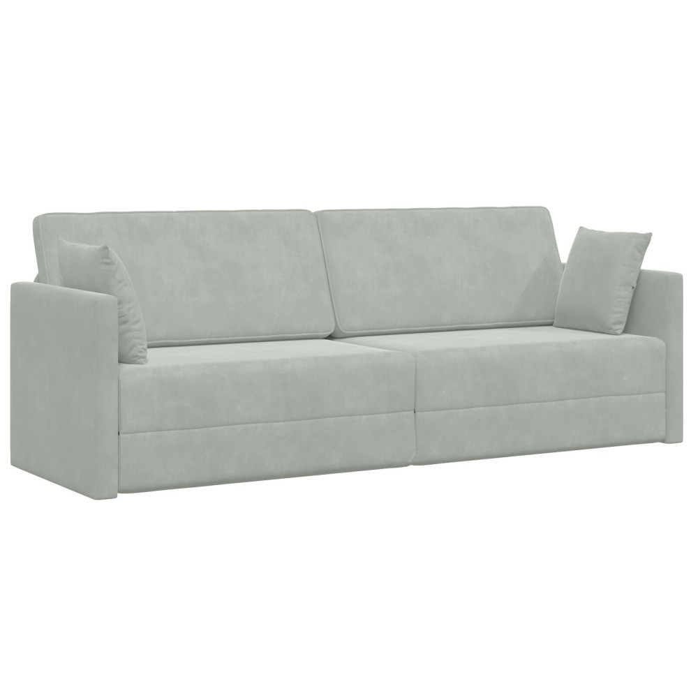 Produktbild för Golvbäddsoffa Ljusgrå 213 x 70 x 77 cm Sammet