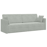 Produktbild för Golvbäddsoffa Ljusgrå 213 x 70 x 77 cm Sammet