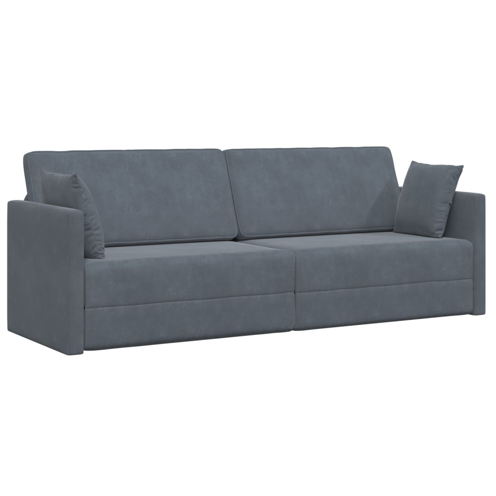 Produktbild för Golvbäddsoffa Mörkgrå 213 x 70 x 77 cm Sammet