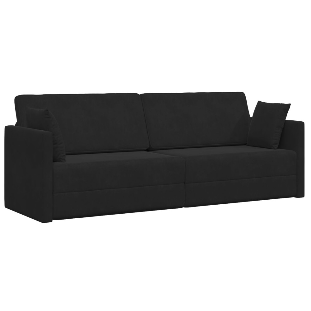 Produktbild för Golvbäddsoffa Svart 213 x 70 x 77 cm Sammet