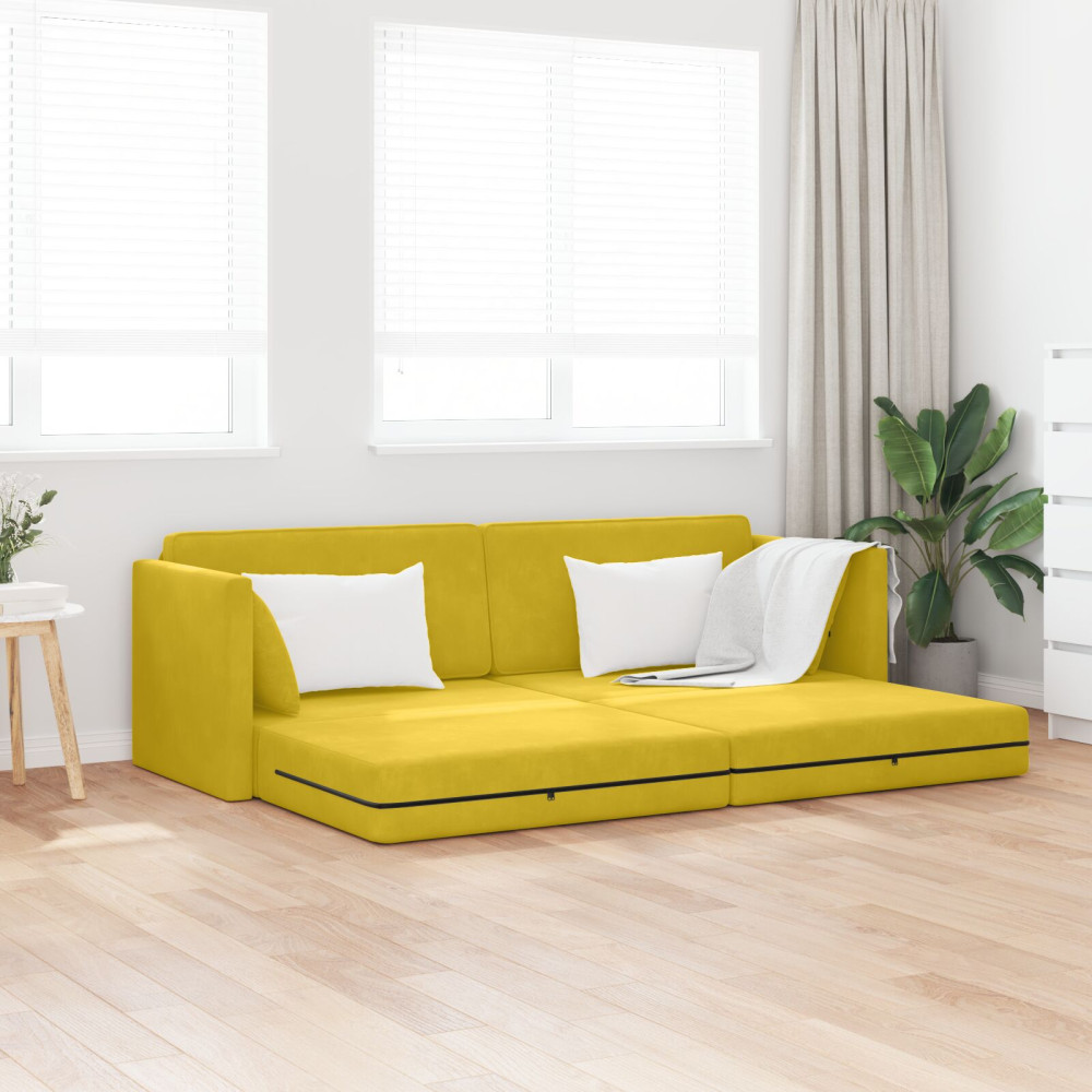 Produktbild för Golvbäddsoffa Gul 213 x 70 x 77 cm Sammet