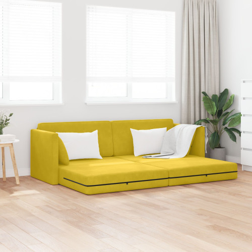 vidaXL Golvbäddsoffa Gul 213 x 70 x 77 cm Sammet