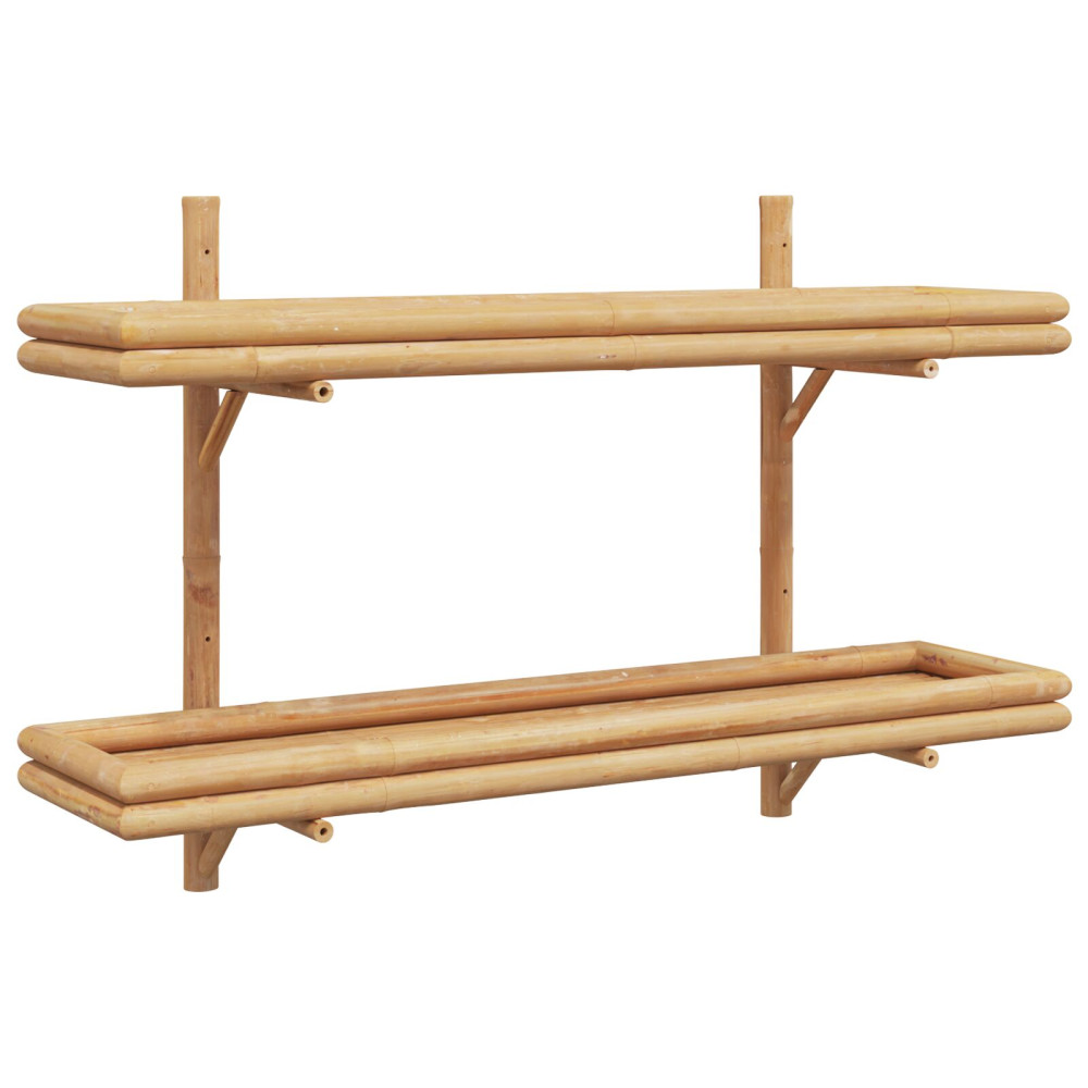 Produktbild för Vägg hylla med hylla Väggmonterad Brun 100 x 26 x 60 cm Bambu