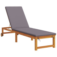 Produktbild för Solstol Reclining Brun 202 x 53 x 89 cm Massivt Akaciaträ