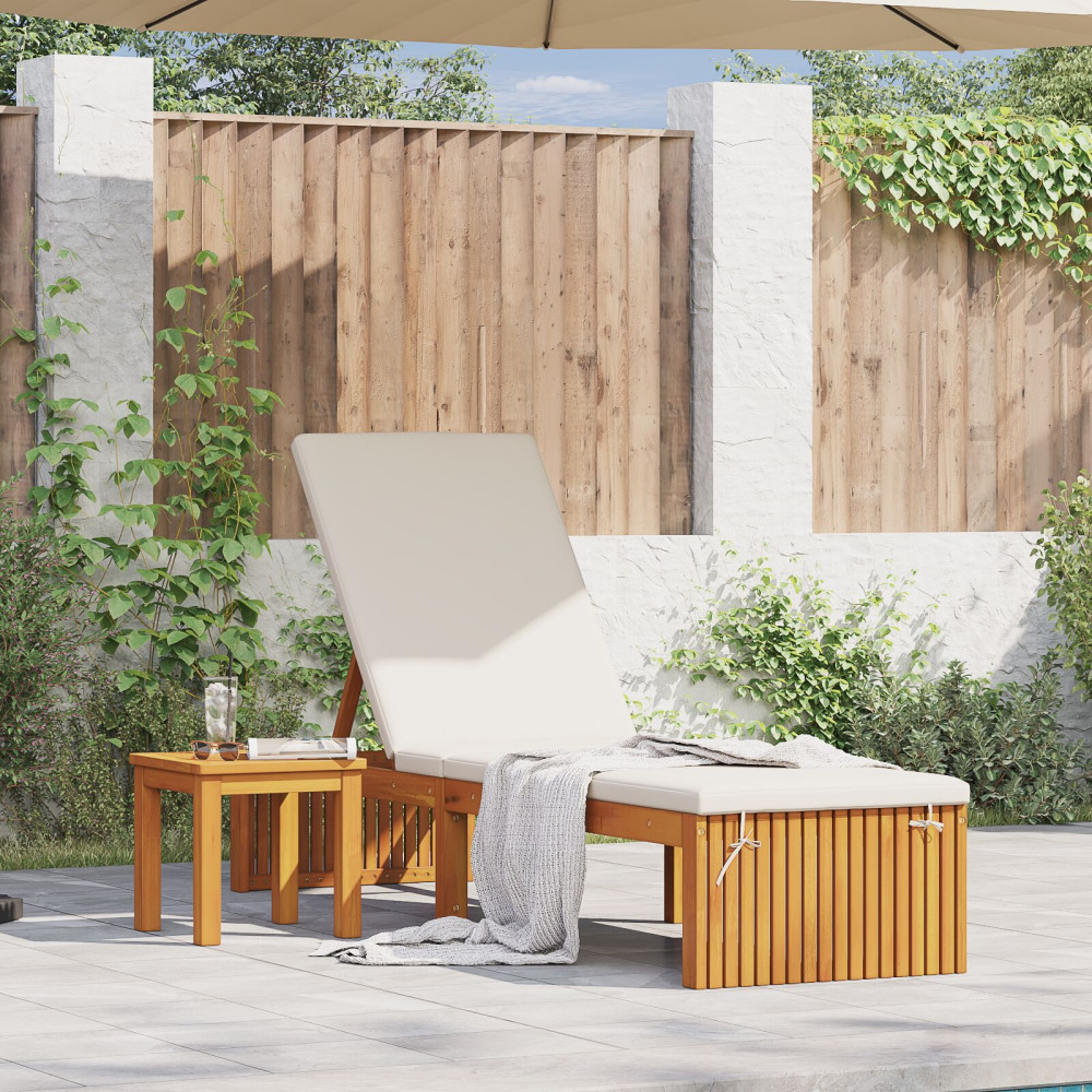Produktbild för Solstol Reclining Olivenatur 200 x 55 x 94 cm Massivt akaciaträ