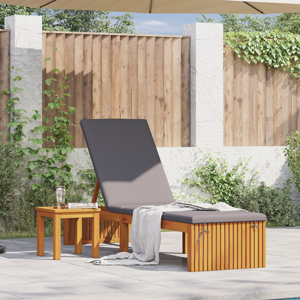 Produktbild för Solstol Reclining Olivenatur 200 x 55 x 94 cm Massivt akaciaträ