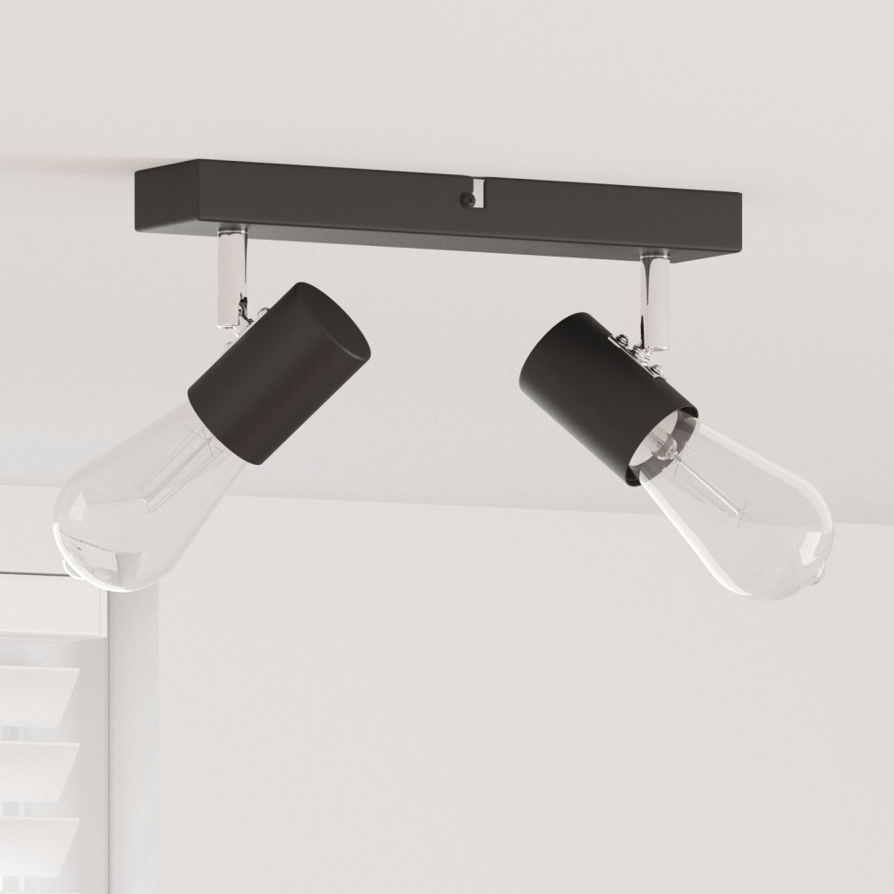 Produktbild för Takspotlight med strålkastare Svart 26 x 6,5 x 11,5 cm Metall