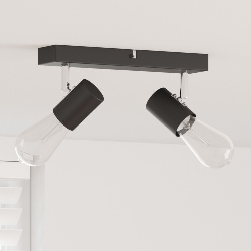 vidaXL Takspotlight med strålkastare Svart 26 x 6,5 x 11,5 cm Metall