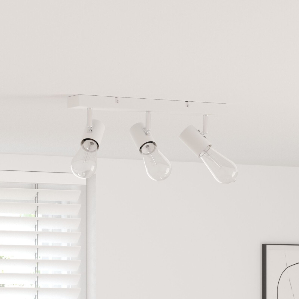 Produktbild för Takspotlight med strålkastare Vit 38 x 6,5 x 11,5 cm Metall