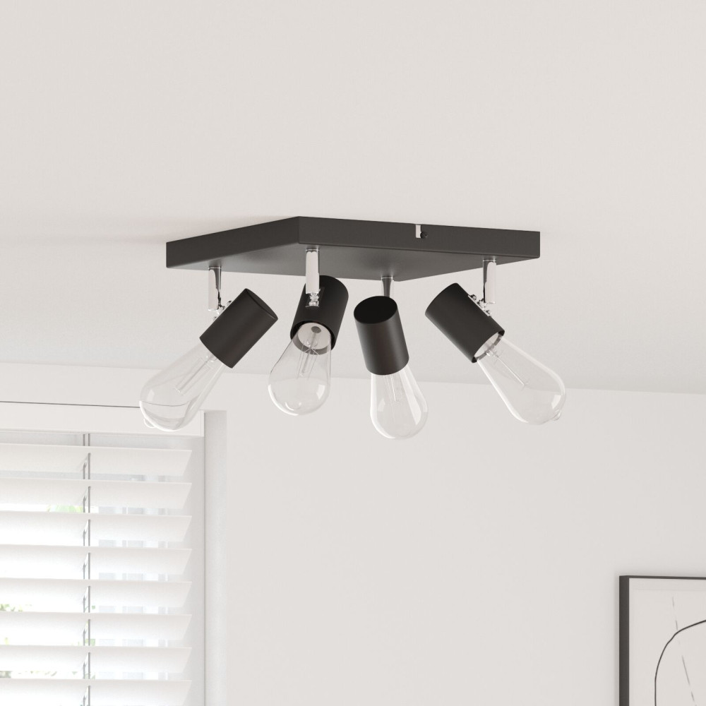 Produktbild för Takspotlight med strålkastare Svart 26,5 x 26 x 11,5 cm Metall