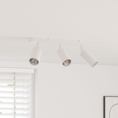 vidaXL Takspotlight med strålkastare Vit 38 x 6 x 16 cm Metall