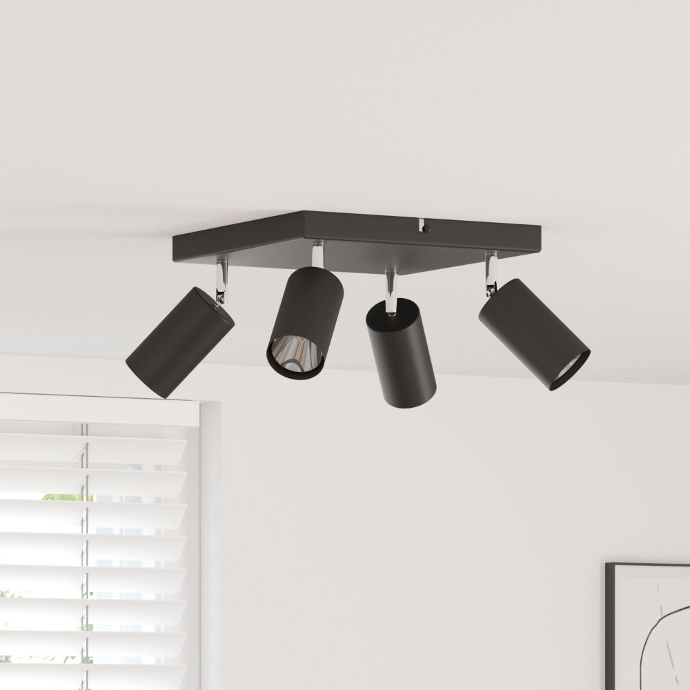Produktbild för Takspotlight med strålkastare Svart 26 x 26 x 16 cm Metall