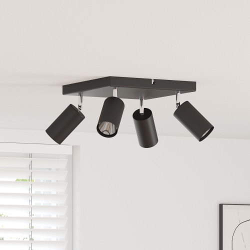 vidaXL Takspotlight med strålkastare Svart 26 x 26 x 16 cm Metall