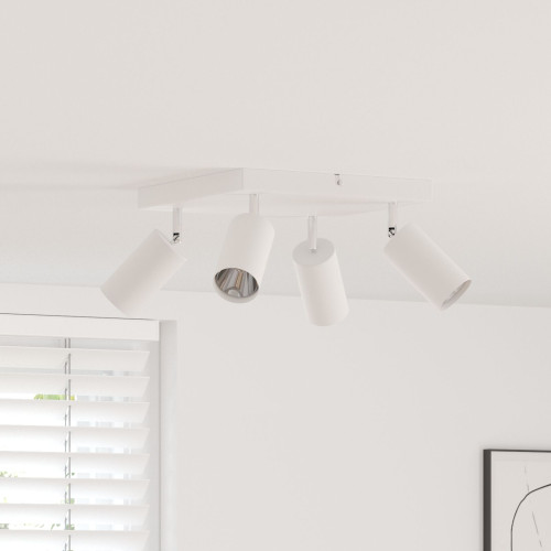 vidaXL Takspotlight med strålkastare Vit 26 x 26 x 16 cm Metall - Spotlights