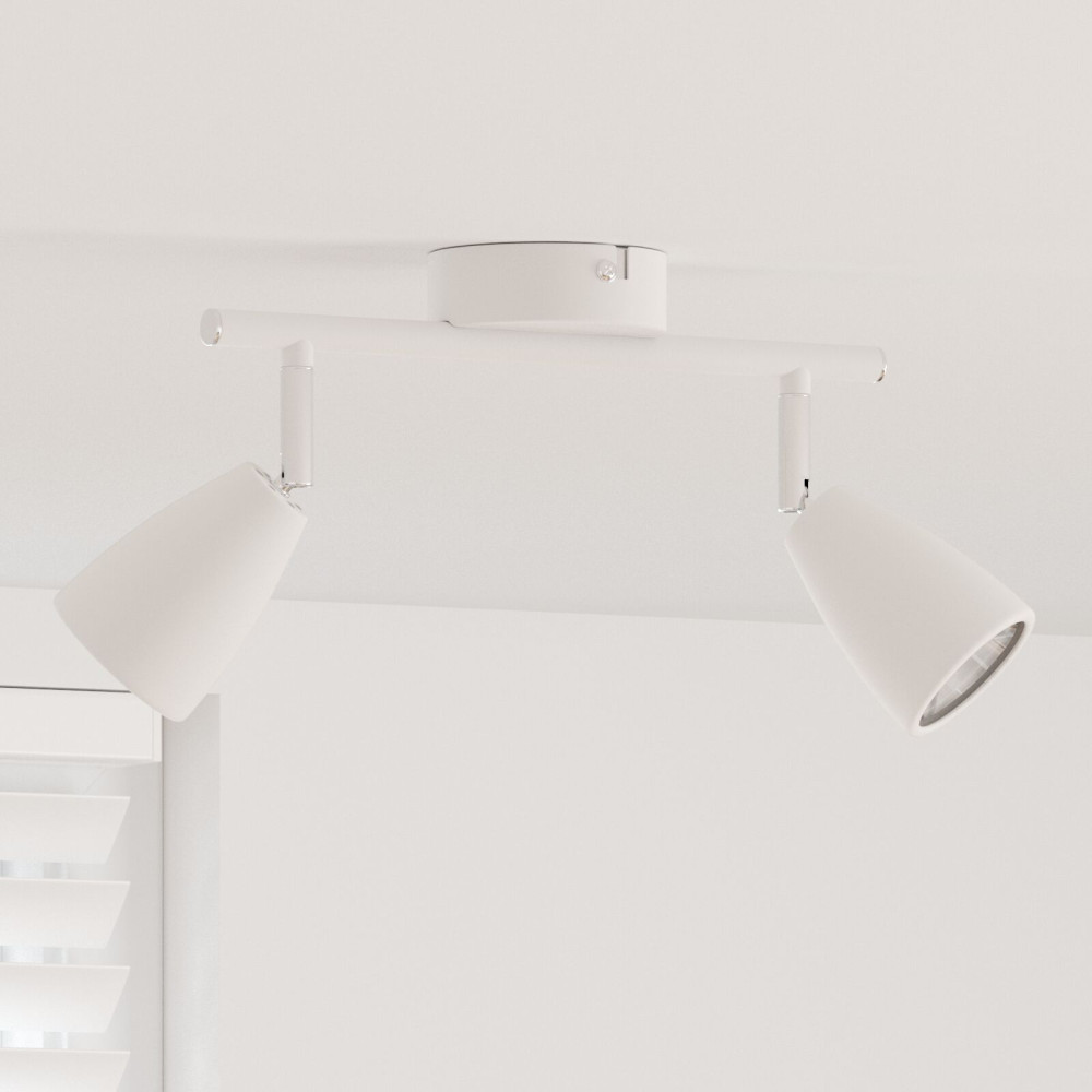 Produktbild för Takspotlight med strålkastare Vit 25.5 x 8 x 16 cm Metall