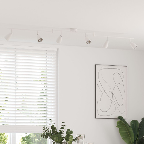 vidaXL Takspotlight med strålkastare Vit 176,5 x 12,5 x 13,5 cm Metall