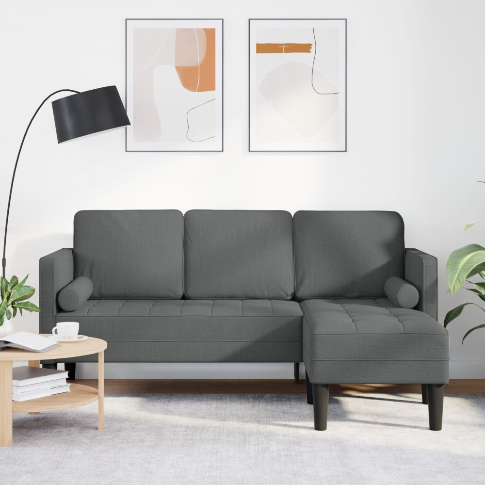 Produktbild för Soffset med kudde Mörkgrå Polyester