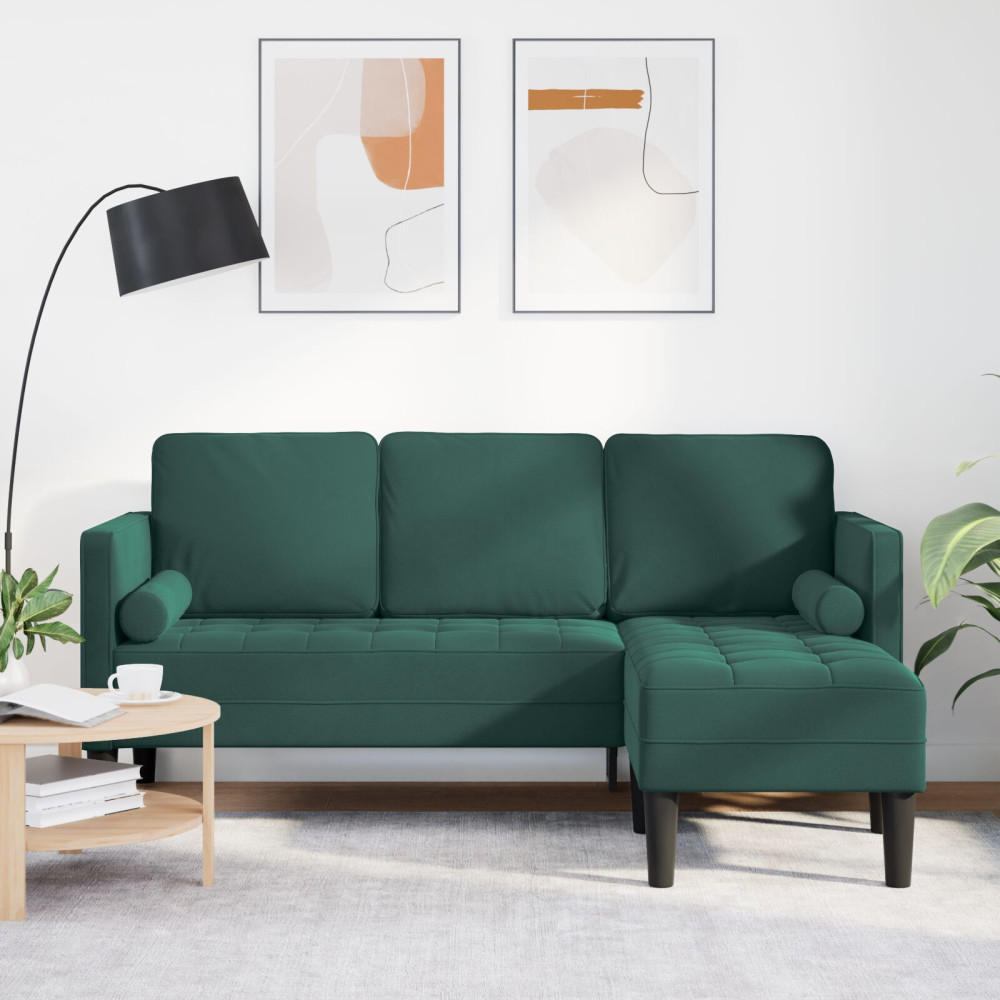 Produktbild för Soffset med kudde Mörkgrön Polyester
