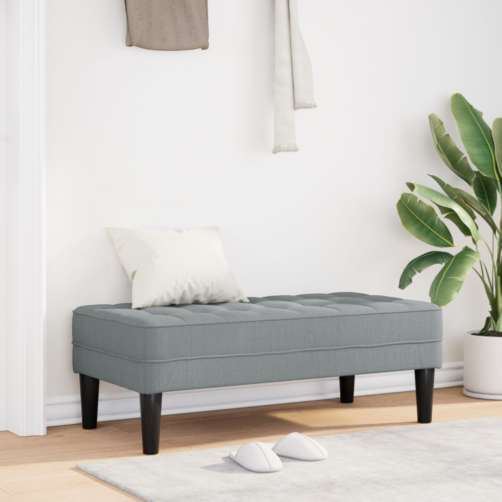 Produktbild för bänk med kudde Ljusgrå 113 x 57 x 39 cm tyg