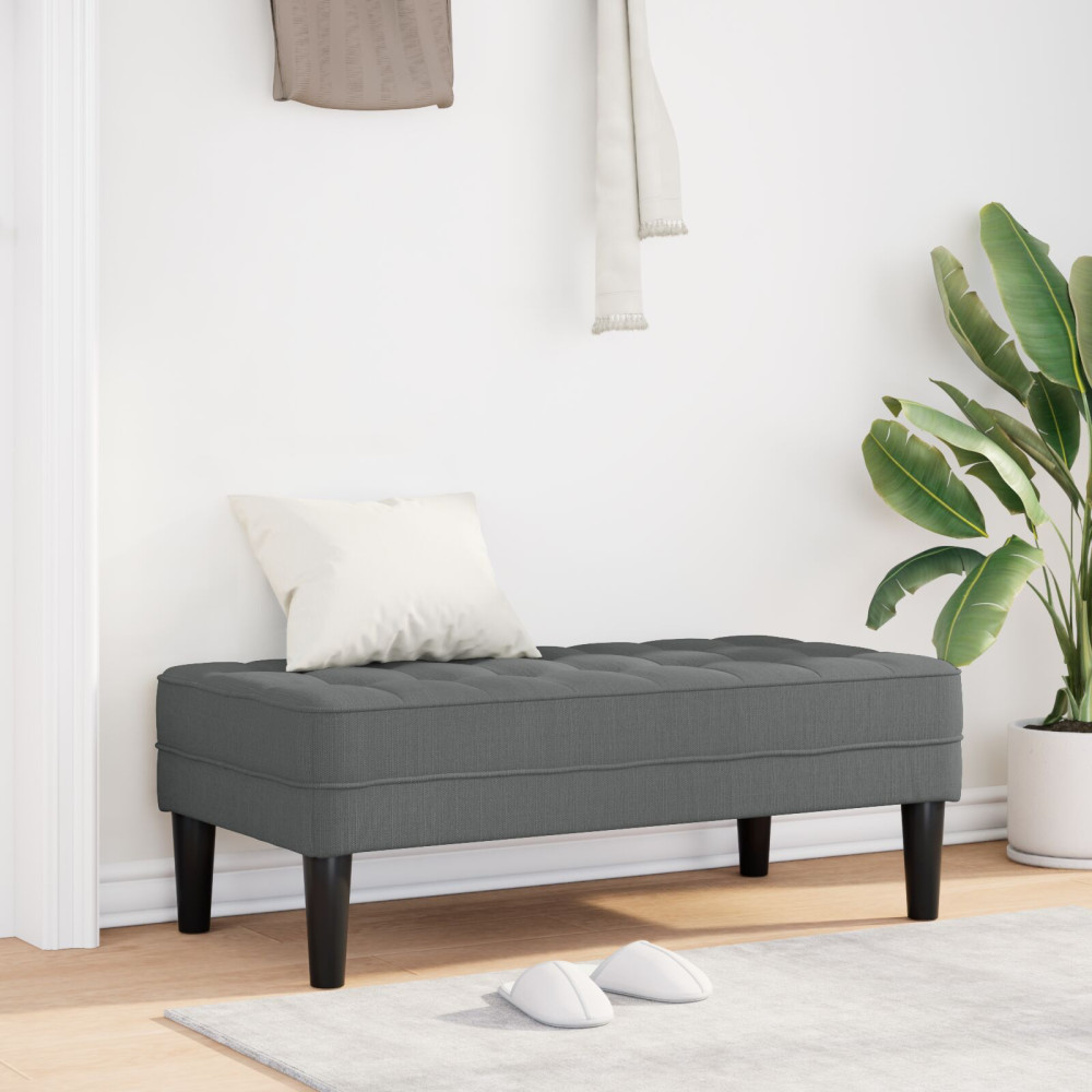 Produktbild för bänk med kudde Mörkgrå 113 x 57 x 39 cm tyg