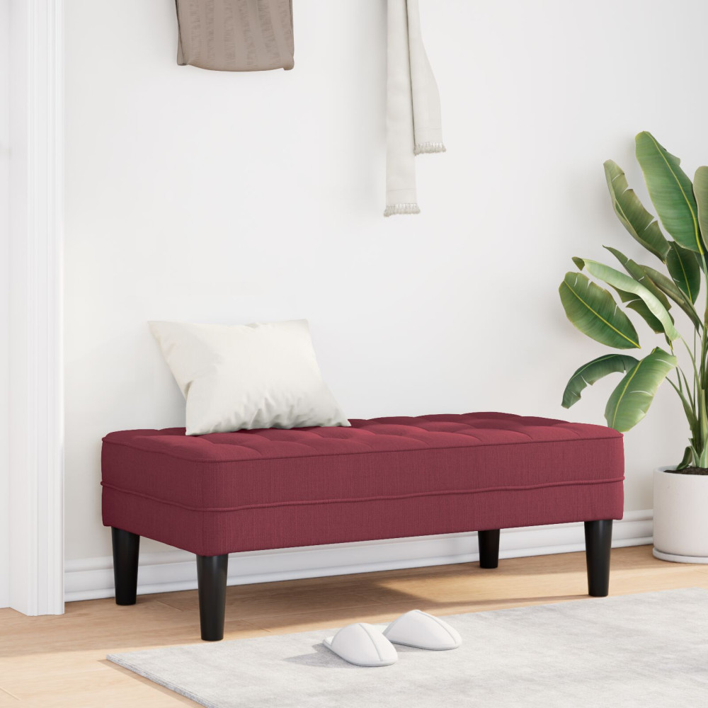 Produktbild för bänk med kudde Vinröd 113 x 57 x 39 cm tyg