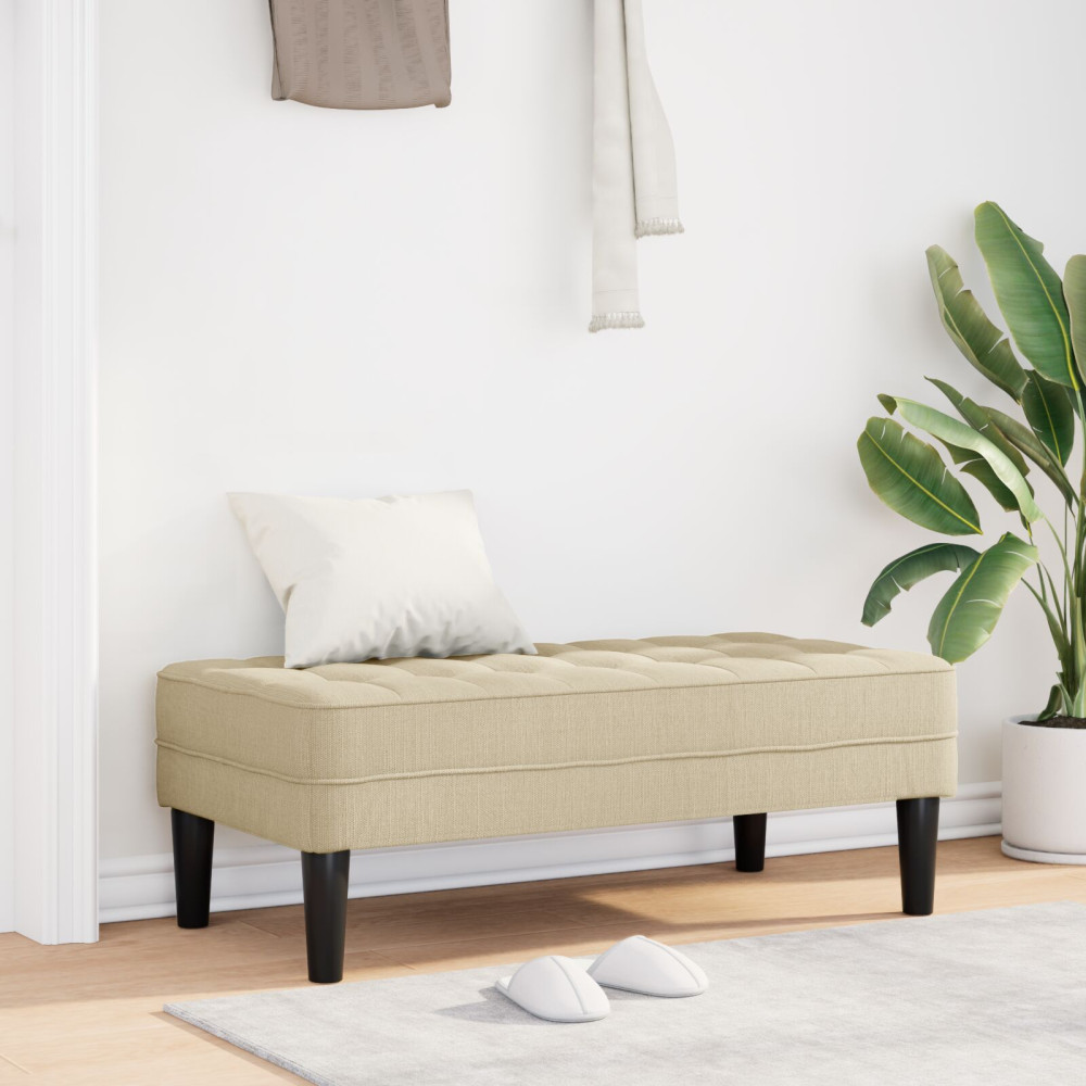 Produktbild för bänk med kudde Kräm 113 x 57 x 39 cm tyg