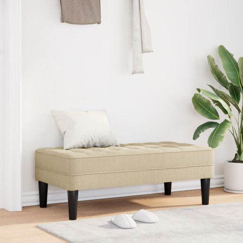 vidaXL bänk med kudde Kräm 113 x 57 x 39 cm tyg