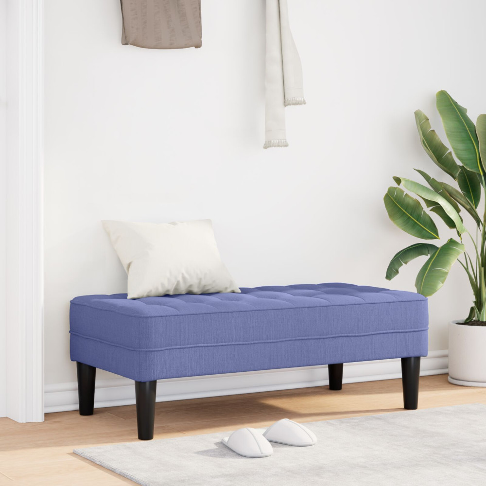 Produktbild för bänk med kudde Jeansblå 113 x 57 x 39 cm tyg