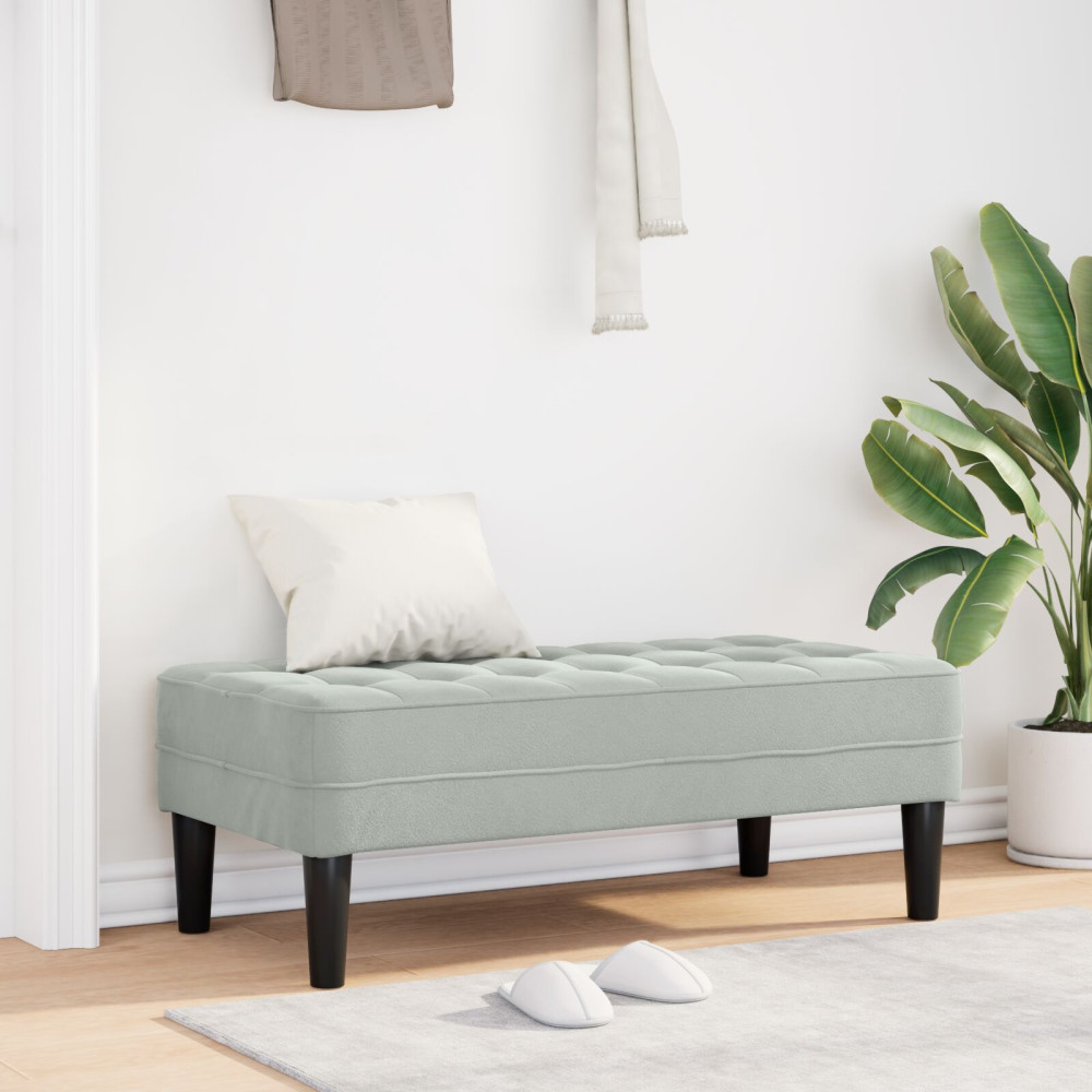 Produktbild för bänk med kudde Ljusgrå 113 x 57 x 39 cm Sammet