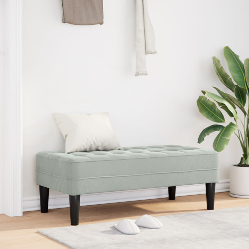 vidaXL bänk med kudde Ljusgrå 113 x 57 x 39 cm Sammet