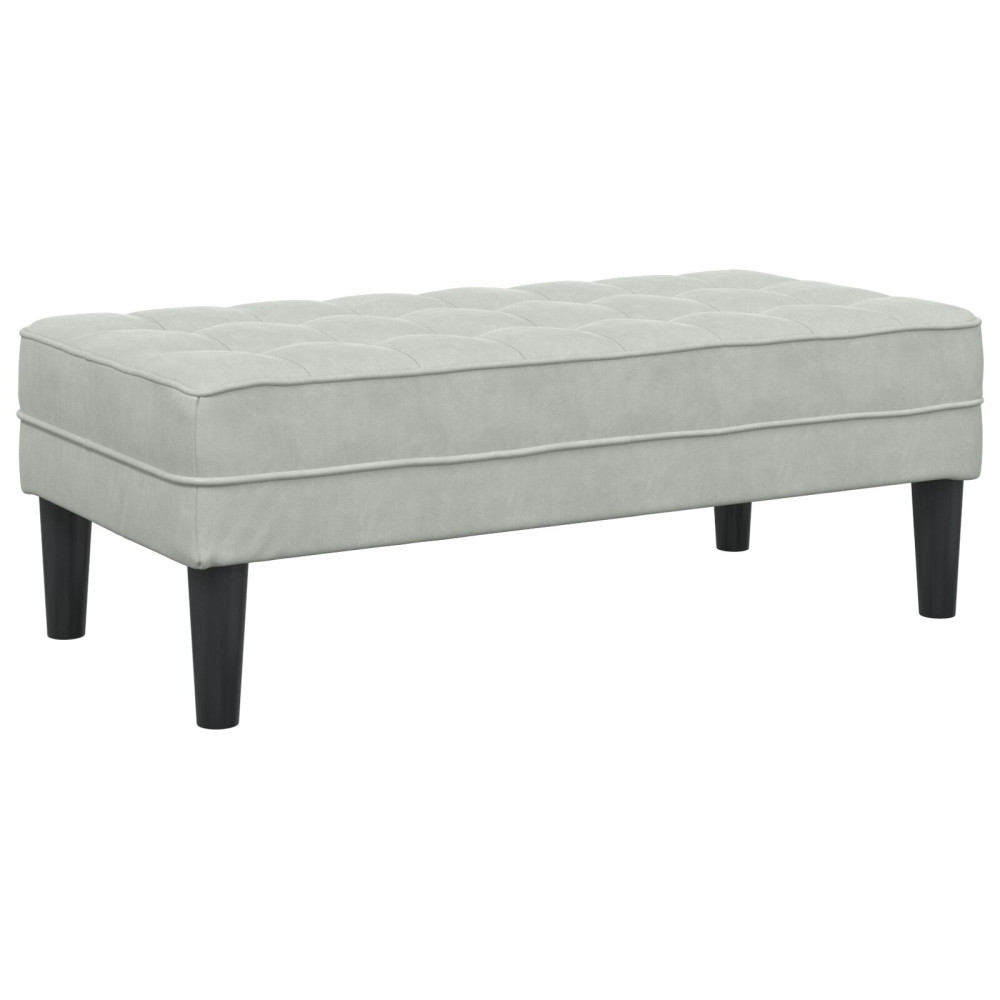 Produktbild för bänk med kudde Ljusgrå 113 x 57 x 39 cm Sammet