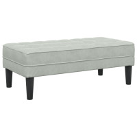 Produktbild för bänk med kudde Ljusgrå 113 x 57 x 39 cm Sammet