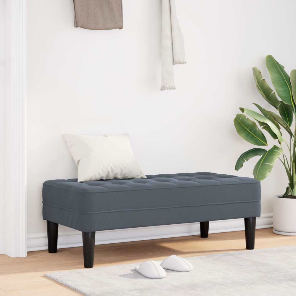 Produktbild för bänk med kudde Mörkgrå 113 x 57 x 39 cm Sammet