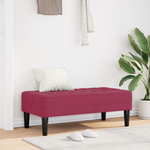 vidaXL bänk med kudde Vinröd 113 x 57 x 39 cm Sammet