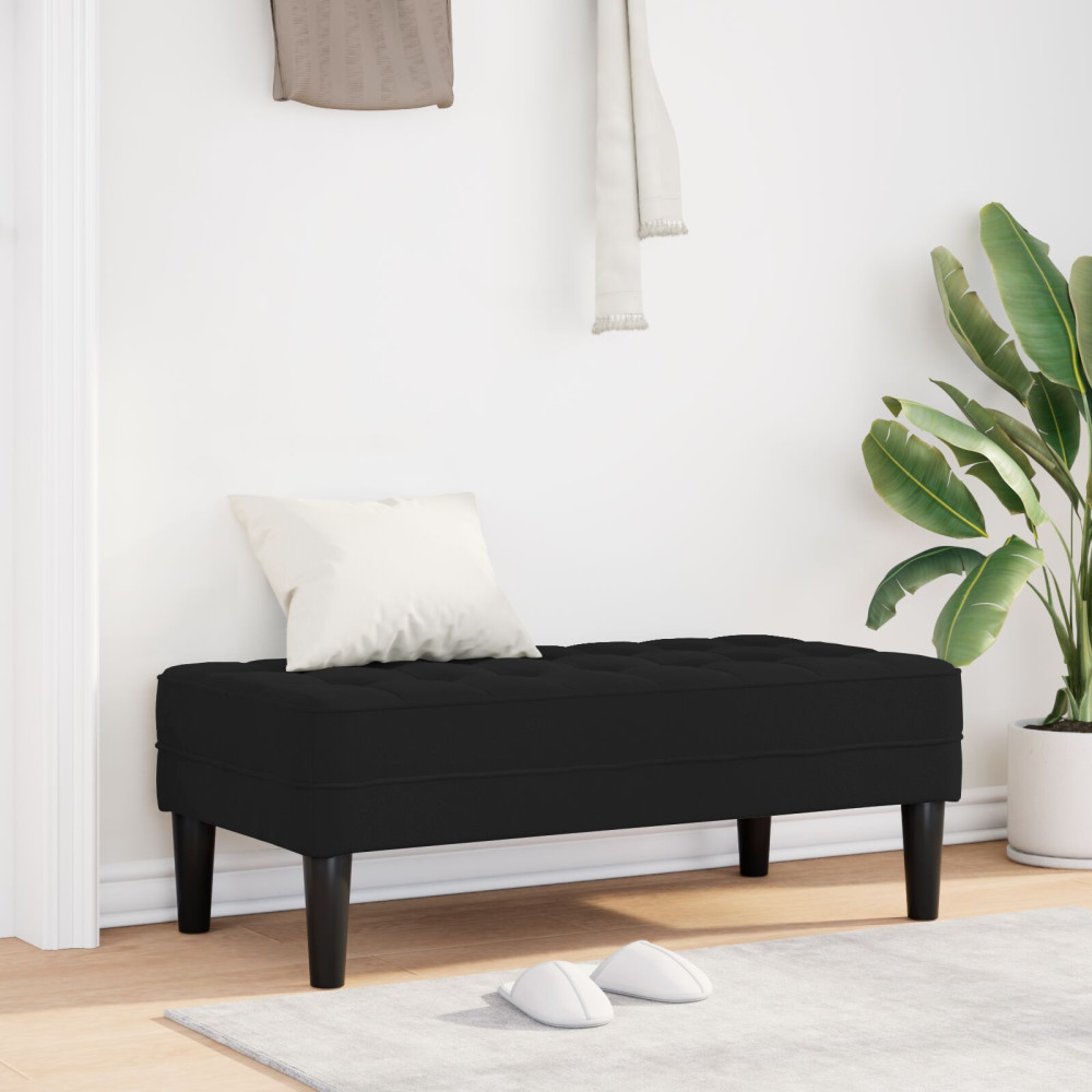 Produktbild för bänk med kudde Svart 113 x 57 x 39 cm Sammet