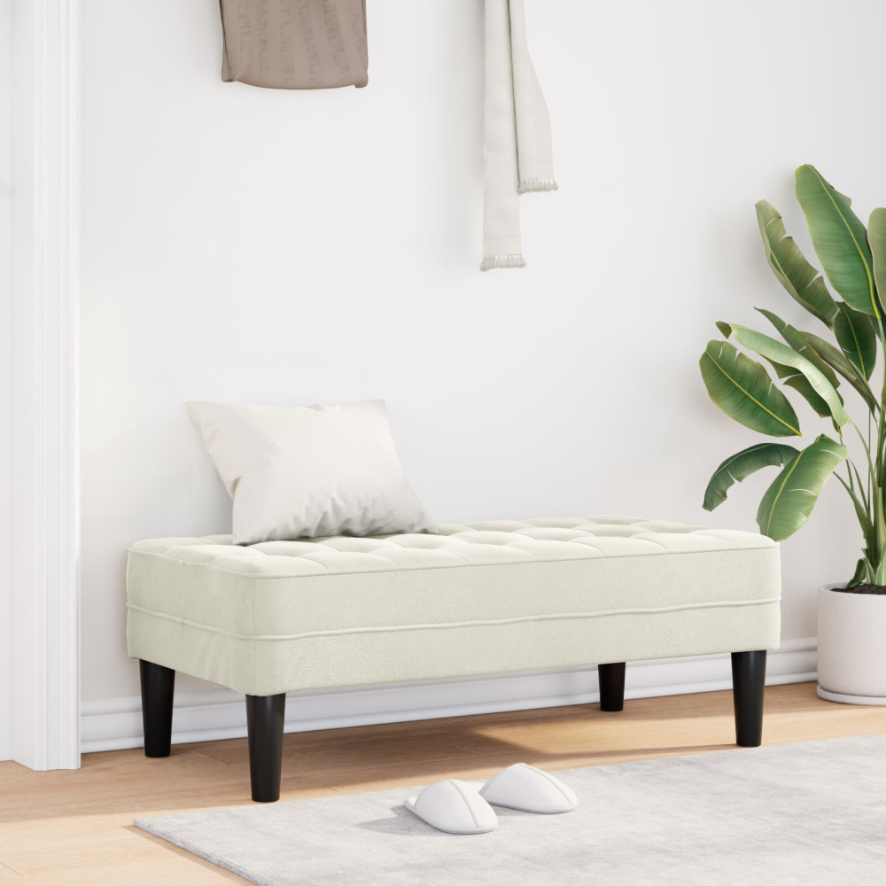 Produktbild för bänk med kudde Kräm 113 x 57 x 39 cm Sammet