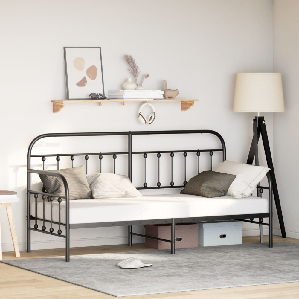 Produktbild för Dagbäddram Svart 75 x 190 cm Pulverlackerat stål