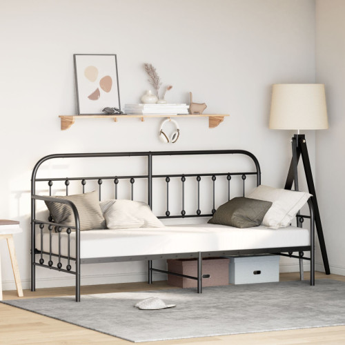 vidaXL Dagbäddram Svart 75 x 190 cm Pulverlackerat stål - Sängar & Sängramar