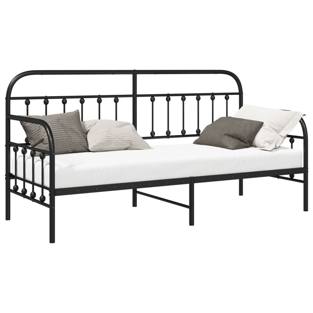 Produktbild för Dagbäddram Svart 75 x 190 cm Pulverlackerat stål