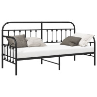 Produktbild för Dagbäddram Svart 75 x 190 cm Pulverlackerat stål