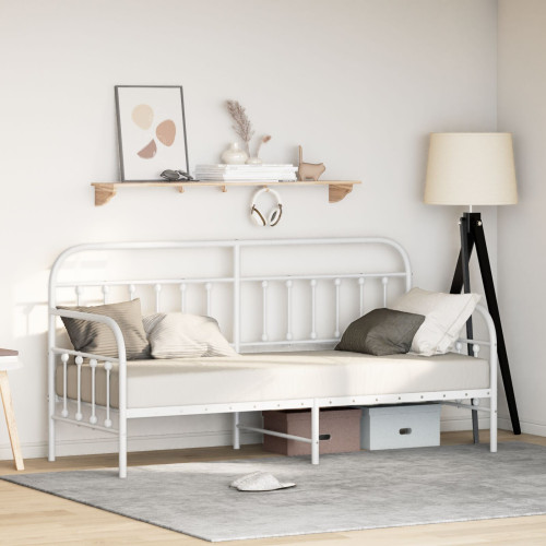 vidaXL Dagbäddram Vit 75 x 190 cm Pulverlackerat stål - Sängar & Sängramar