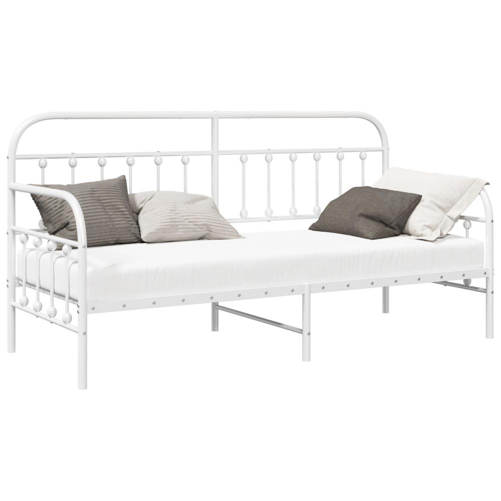 Produktbild för Dagbäddram Vit 75 x 190 cm Pulverlackerat stål