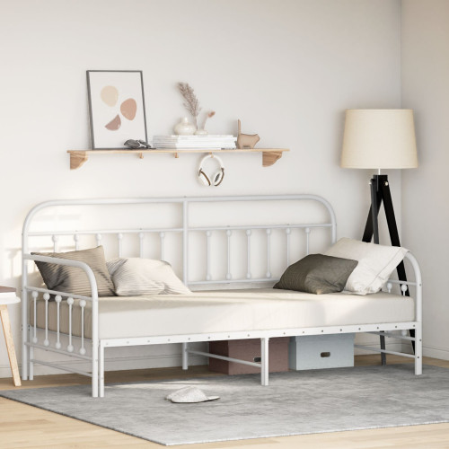 vidaXL Dagbäddram Vit 107 x 203 cm Pulverlackerat stål - Sängar & Sängramar
